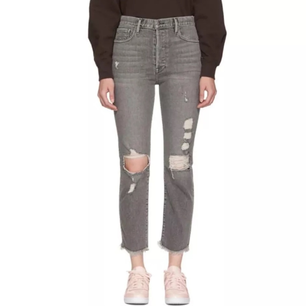 Frame • Le Original • High-Waist Raw Edge Jeans • Cold Ash • Size 25